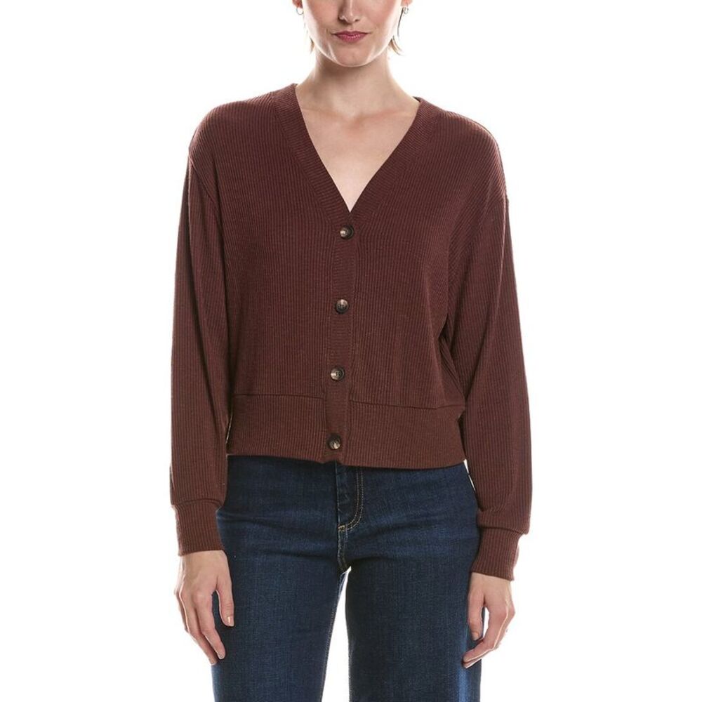 Michael Stars Womens Ilsa V-Neck Cardigan, Brown